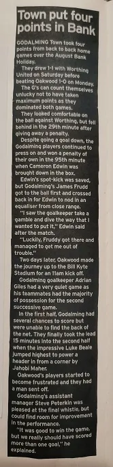 Godalming Town contre Worthing United &#038; Oakwood