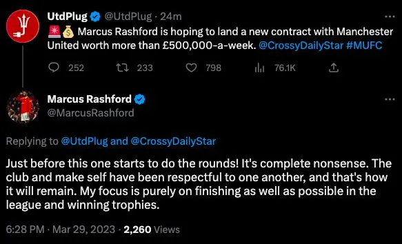 Marcus Rashford dénonce de fausses informations en pleine négociation de contrat.